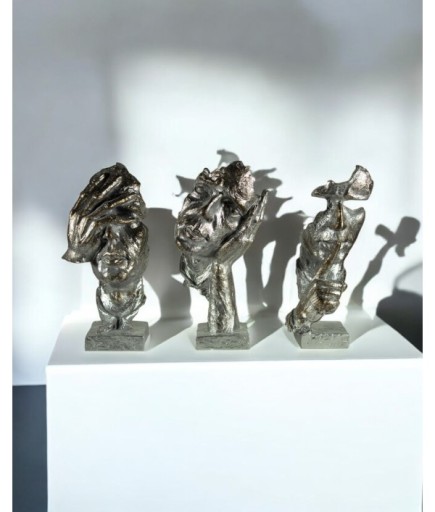 3'lü İnsan Yüz Dekoratif Biblo Obje