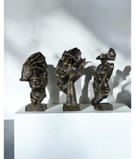 3'lü İnsan Yüz Dekoratif Biblo Obje