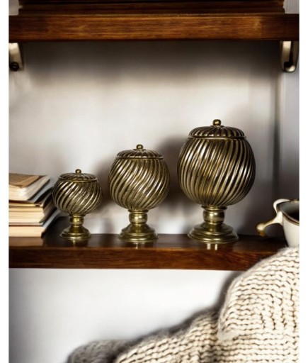 3'lü Çizgi Desenli Dekoratif Jar Objeler C 419