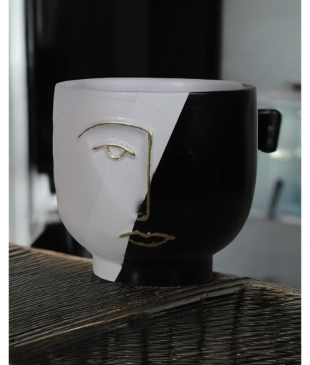 Yarım Yüz Renkli Dekoratif Vazo C 4059