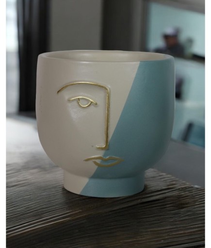 Yarım Yüz Renkli Dekoratif Vazo C 4059