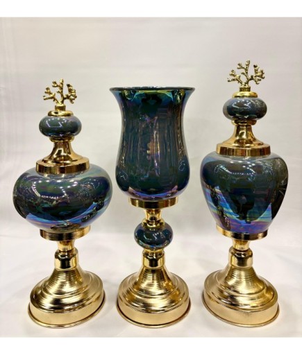 3'lü Dekoratif Prestij Dekoratif Vazo Set