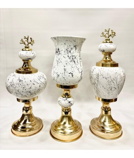 3'lü Dekoratif Prestij Dekoratif Vazo Set