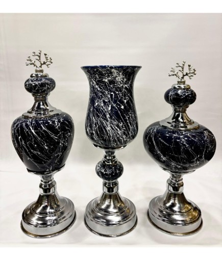 3'lü Dekoratif Prestij Dekoratif Vazo Set