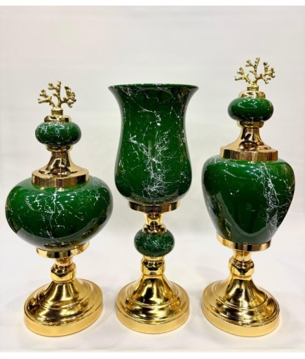 3'lü Dekoratif Prestij Dekoratif Vazo Set