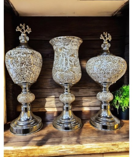 3'lü Dekoratif Prestij Dekoratif Vazo Set