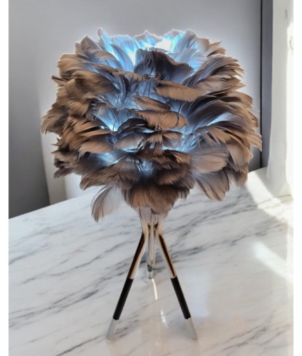 Tüylü Dekoratif Tripotlu 3'lü Ayaklı Abajur