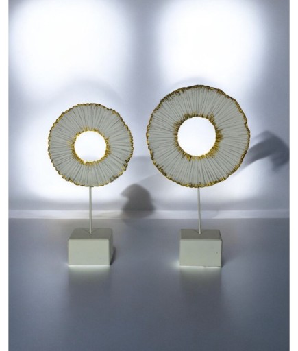 2'li Dekoratif Daire Yaprak Biblo Obje C 4106