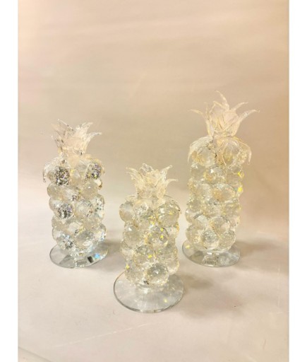 3'lü Kristal Ananas Özel Tasarım Dekoratif Obje
