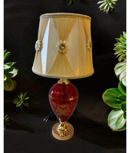 El İşçiliği Cam Gövde Metal Detaylı Abajur