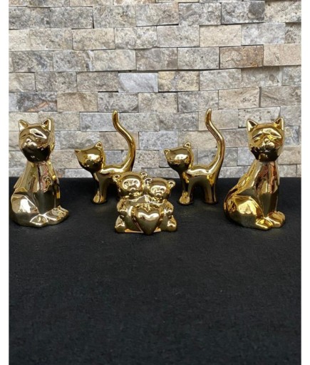 5'li Kedi Köpek Kalpli Ayıcık Hediyelik Dekoratif Obje