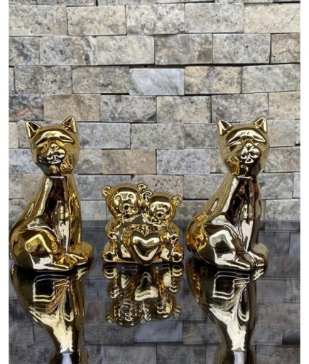 3'lü Köpek Kalpli Ayıcık Hediyelik Dekoratif Obje