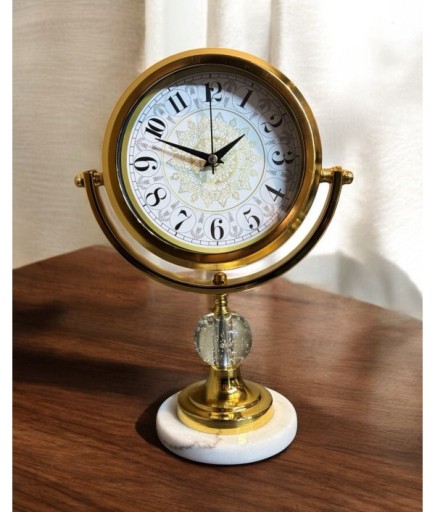 Altın Renk Kristal Topuklu Dekoratif Masa Saati