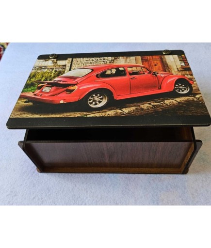 AHŞAP KRMIZI VOSVOS BASKILI KUTU