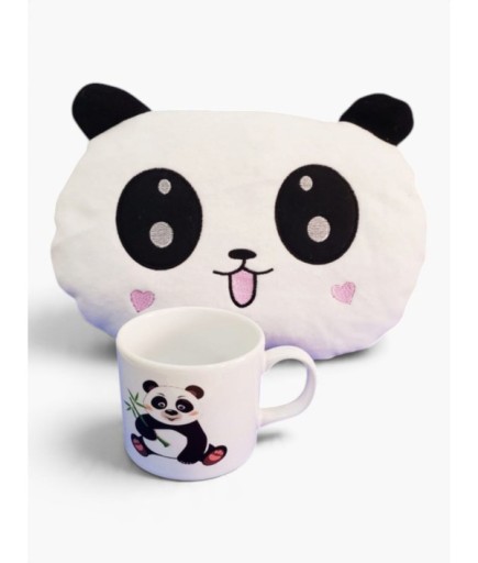 Panda Yastık ve Seramik Kupa Bardak Hediye Seti