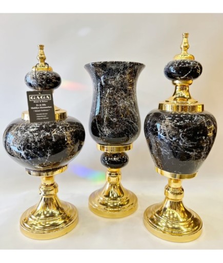 AGA-1065 3'LÜ PRESTİJ SALON SETİSİYAH MERMER