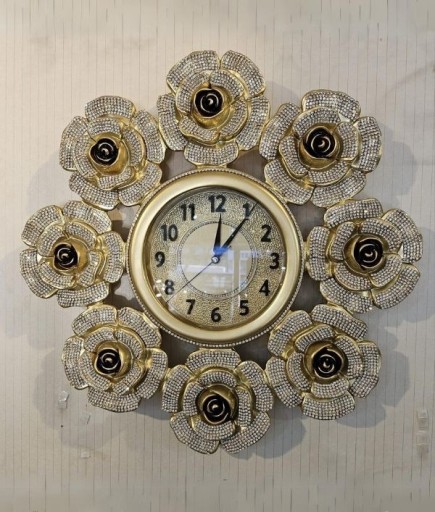 ÇİÇEK GOLD DUVAR SAATİ 54*54 CM